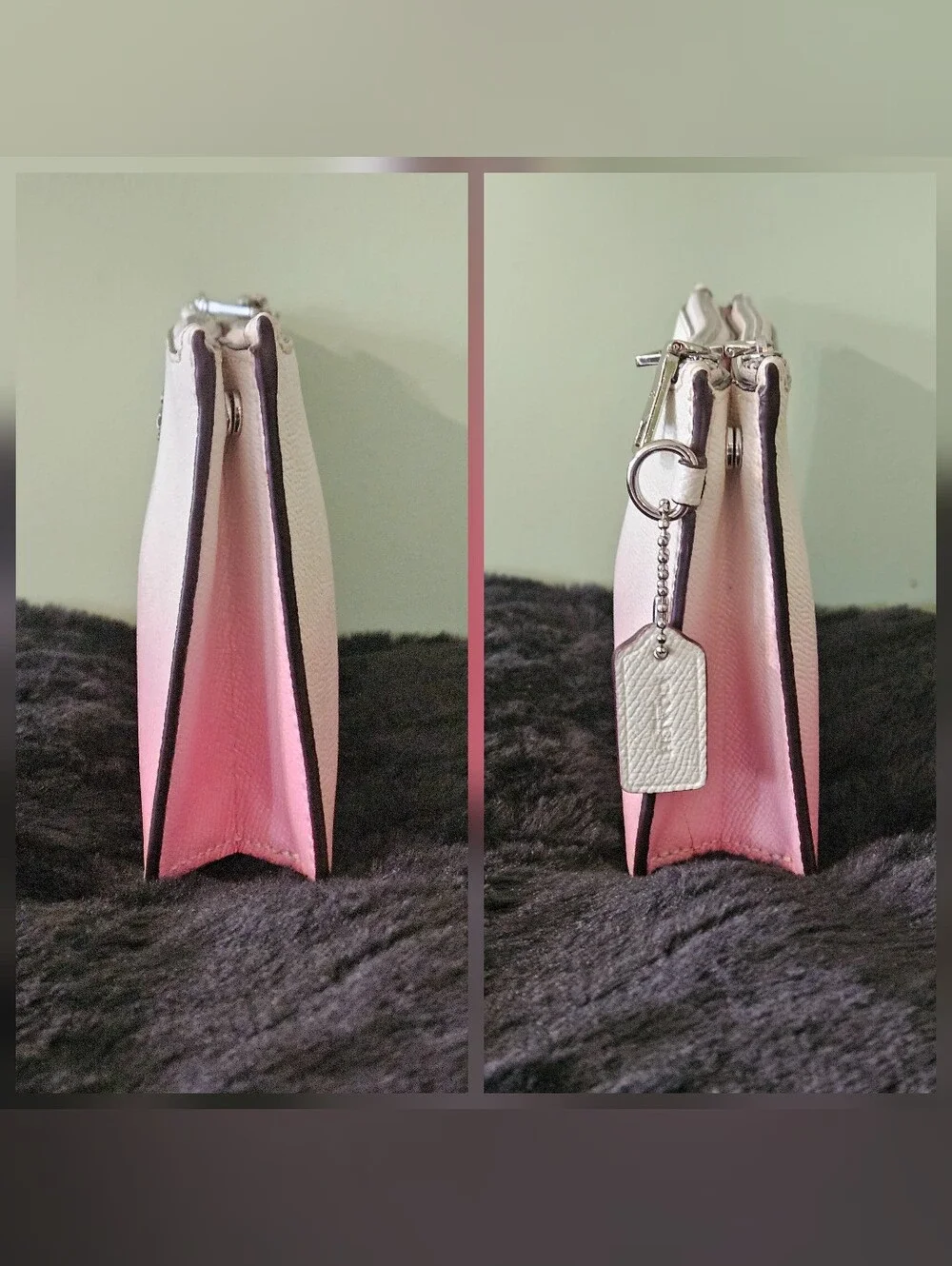 Coach Pink Ombre Crosby Leather Clutch EUC